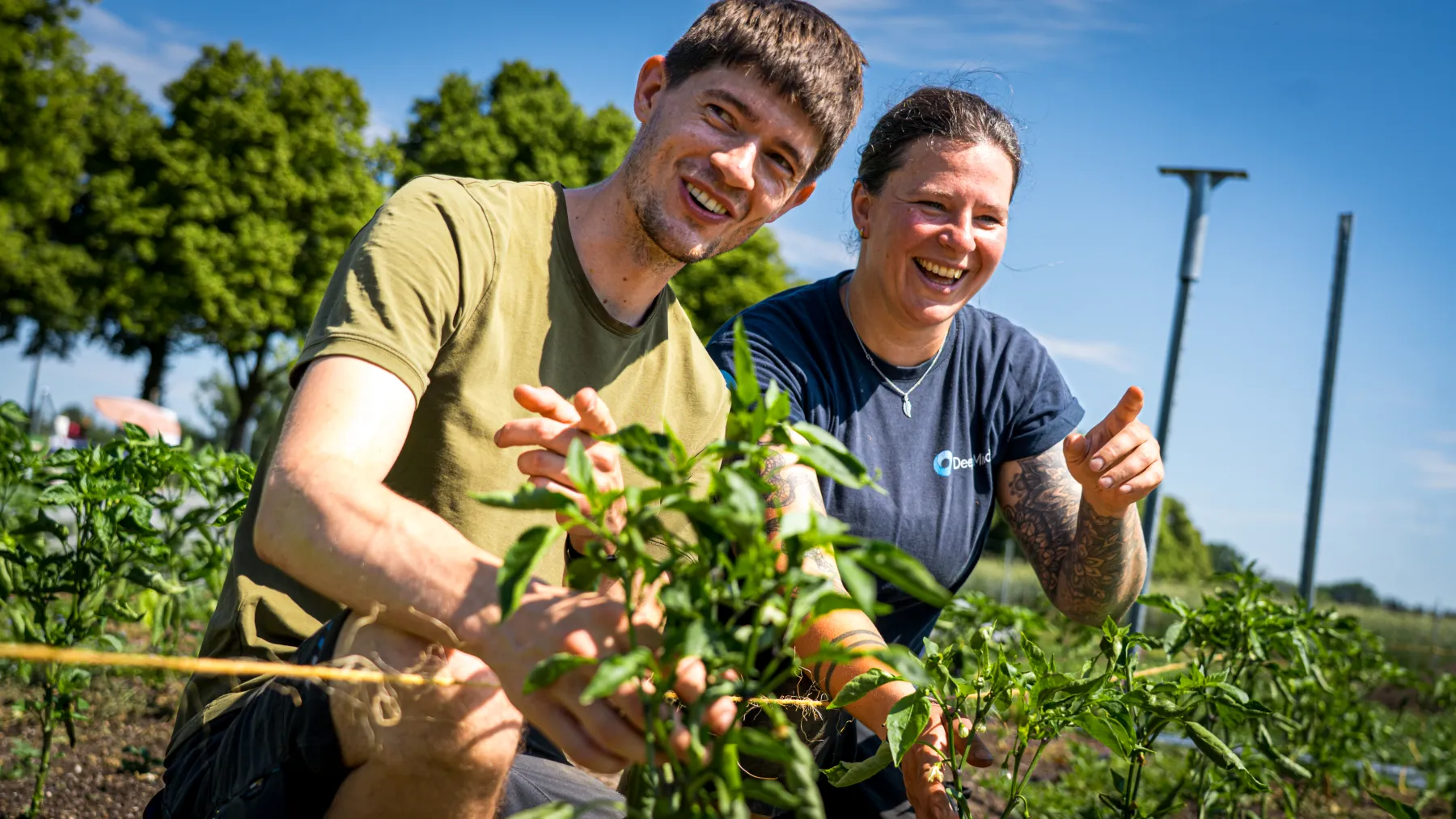 Birgit und Simon von der Marktgärtnerei Bunte Beete auf dem Feld